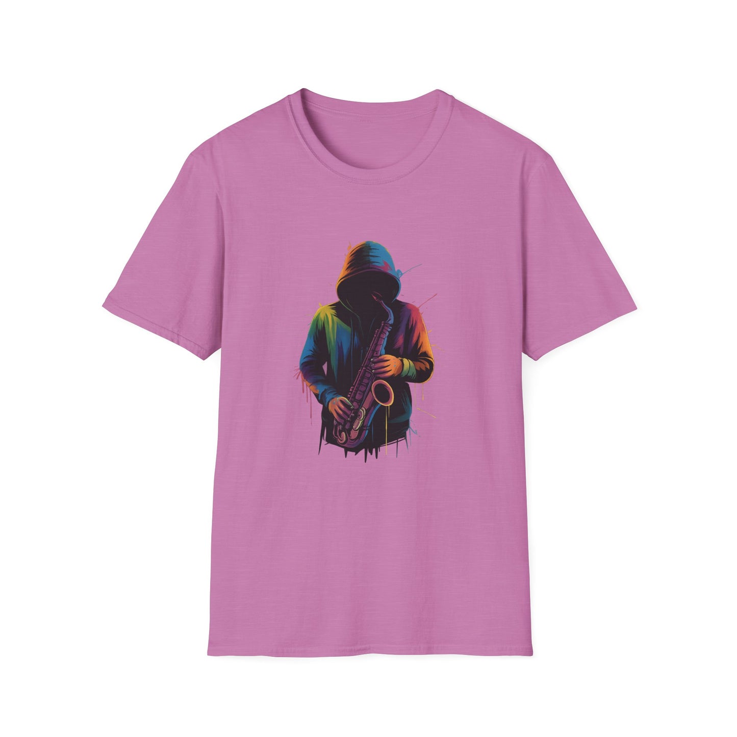 Musician Saxophonist Neon Paint Splatter T-Shirt