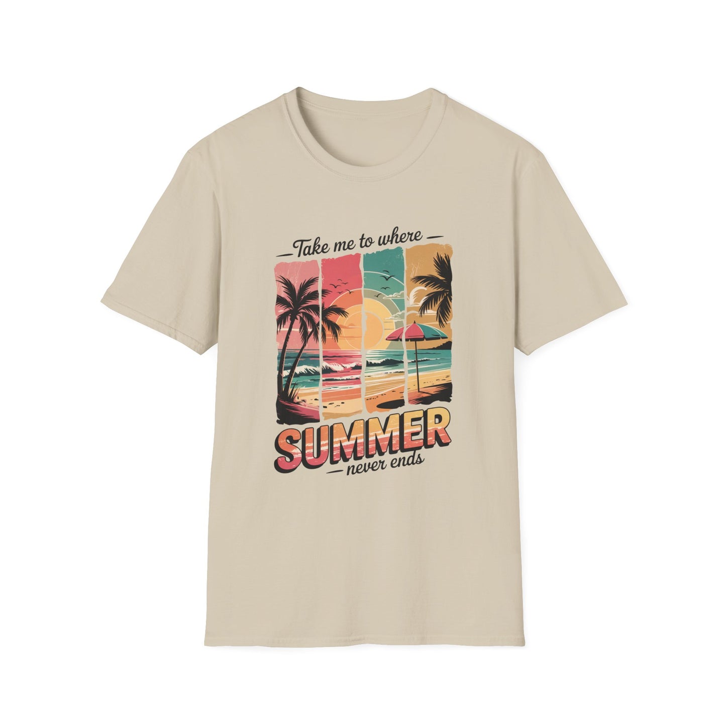 Where Summer Never Ends Sunset Panel Graphic Tee