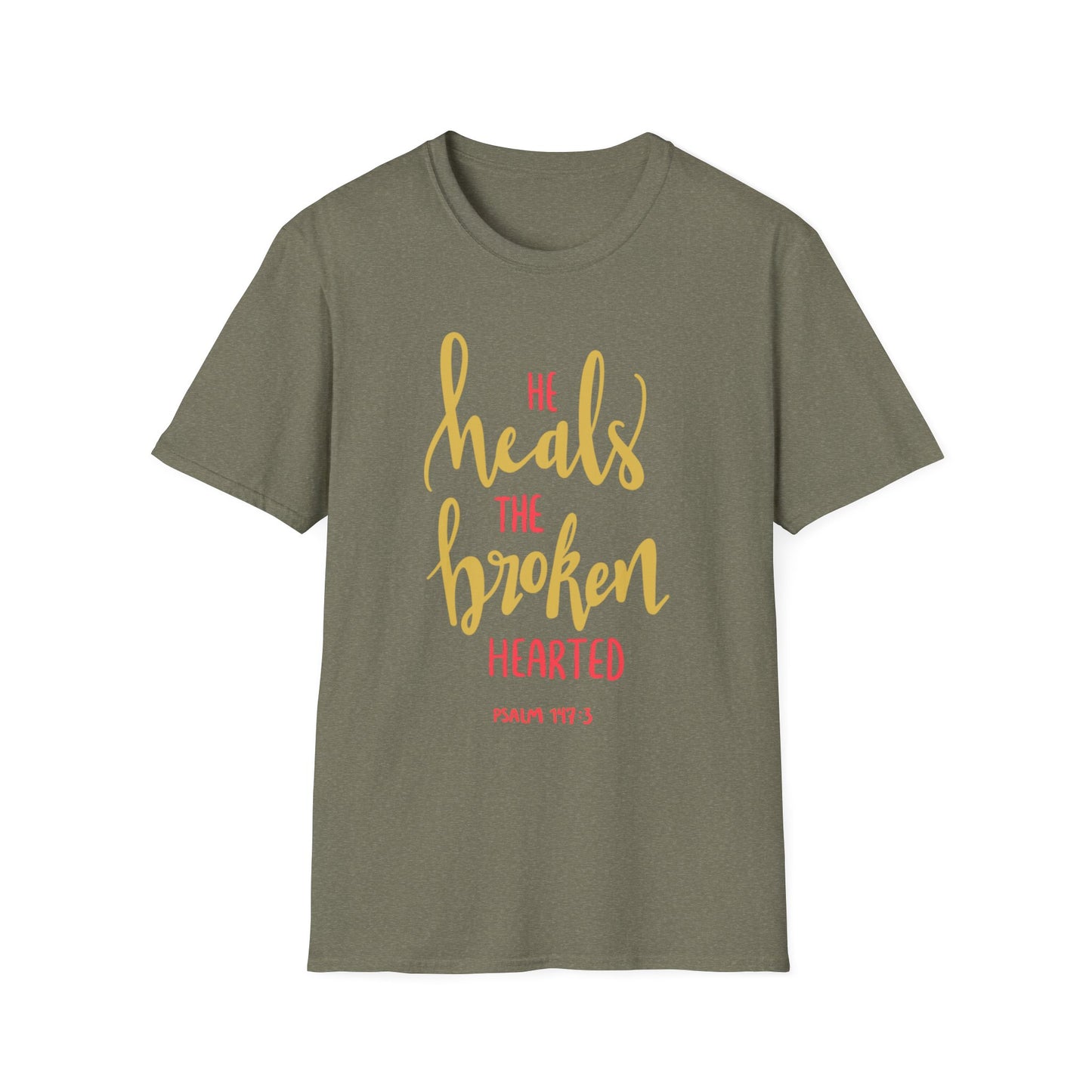 He Heals the Brokenhearted Tee – Psalm 147:3 Comfort Edition