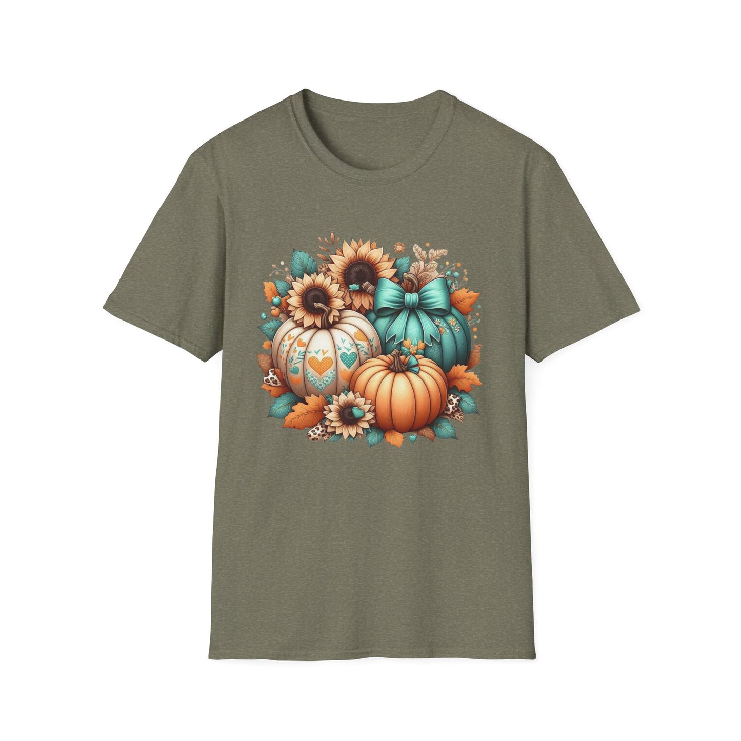 “Harvest Hearts & Bows” Tee – Pumpkin Trio Edition
