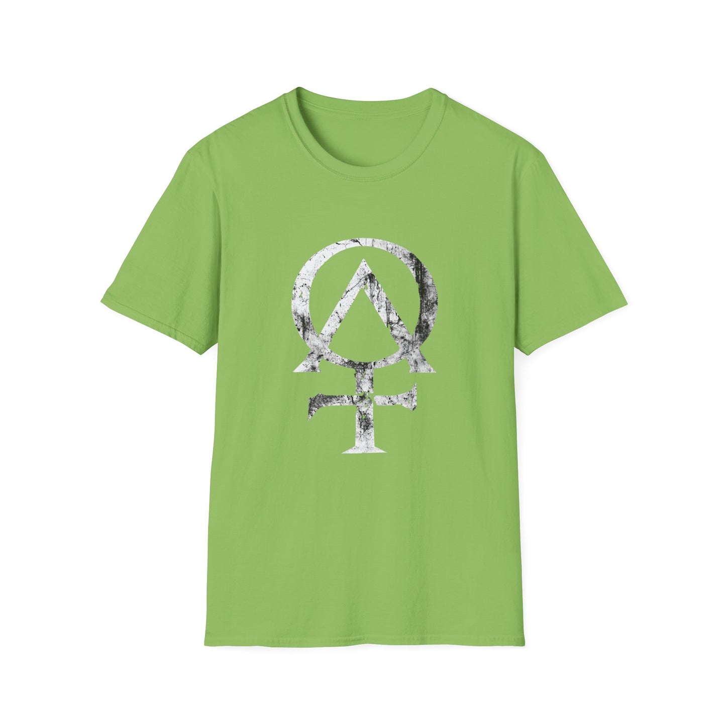 Alpha and Omega Distressed Christian Cross Emblem Tee