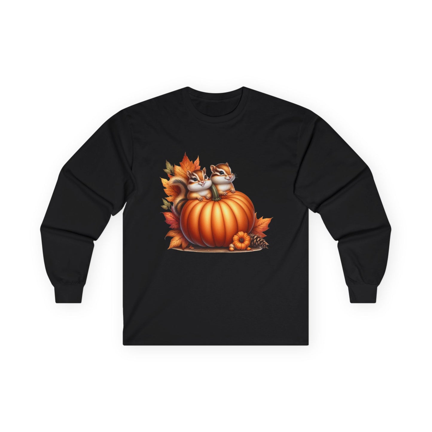 “Pumpkin Perch Chipmunks” Long Sleeve Tee – Harvest Heart Edition