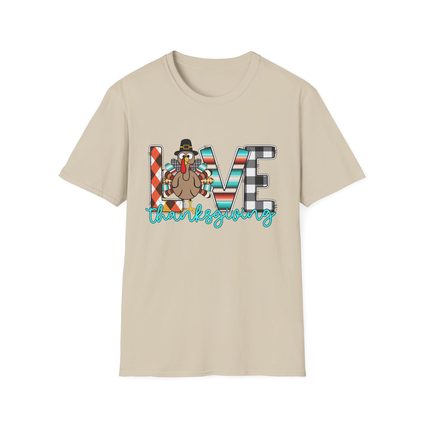 LOVE Thanksgiving – Patterned Letter & Turkey Edition Short Sleeve Tee