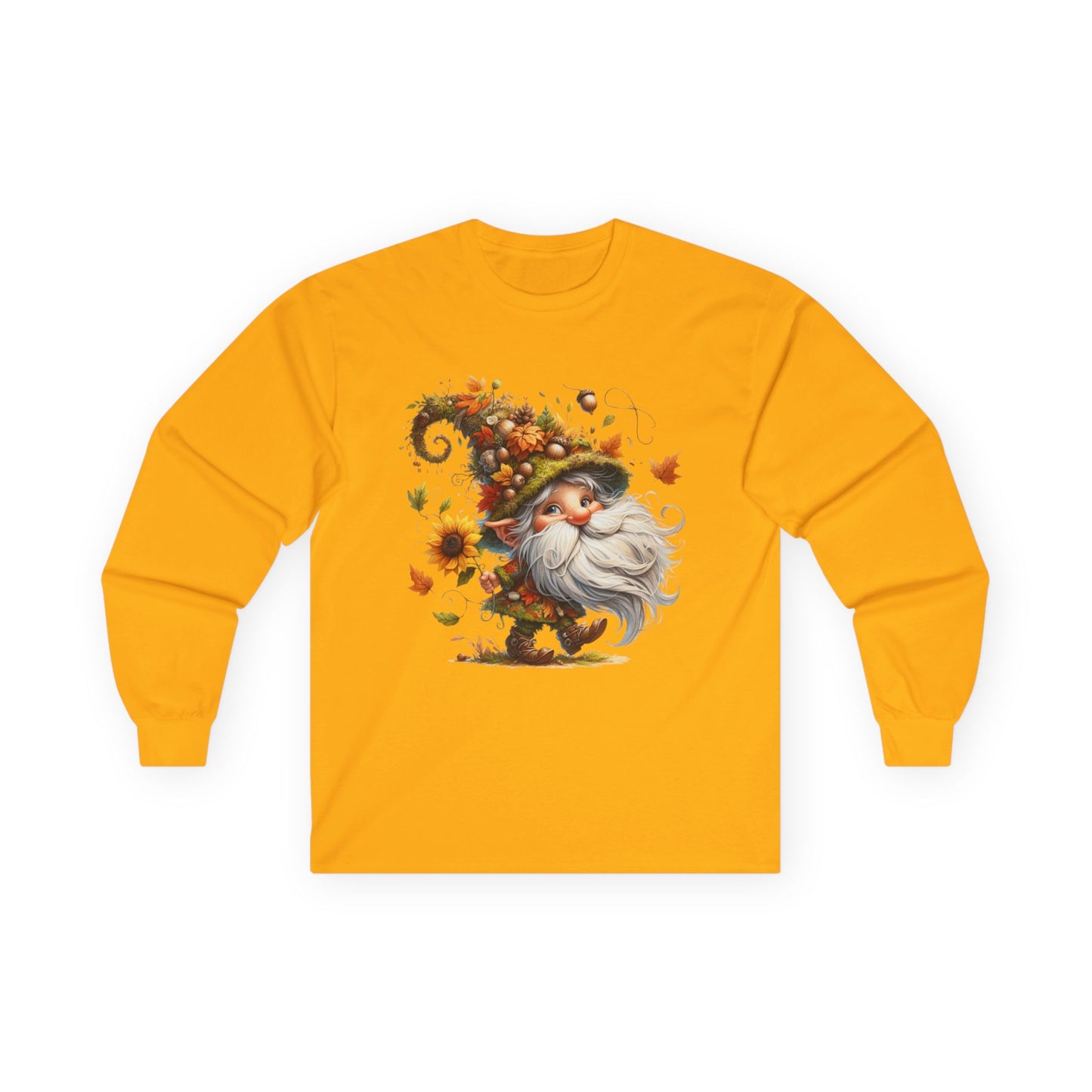 “Dancing Gnome” Long Sleeve Tee – Sunflower Harvest Edition