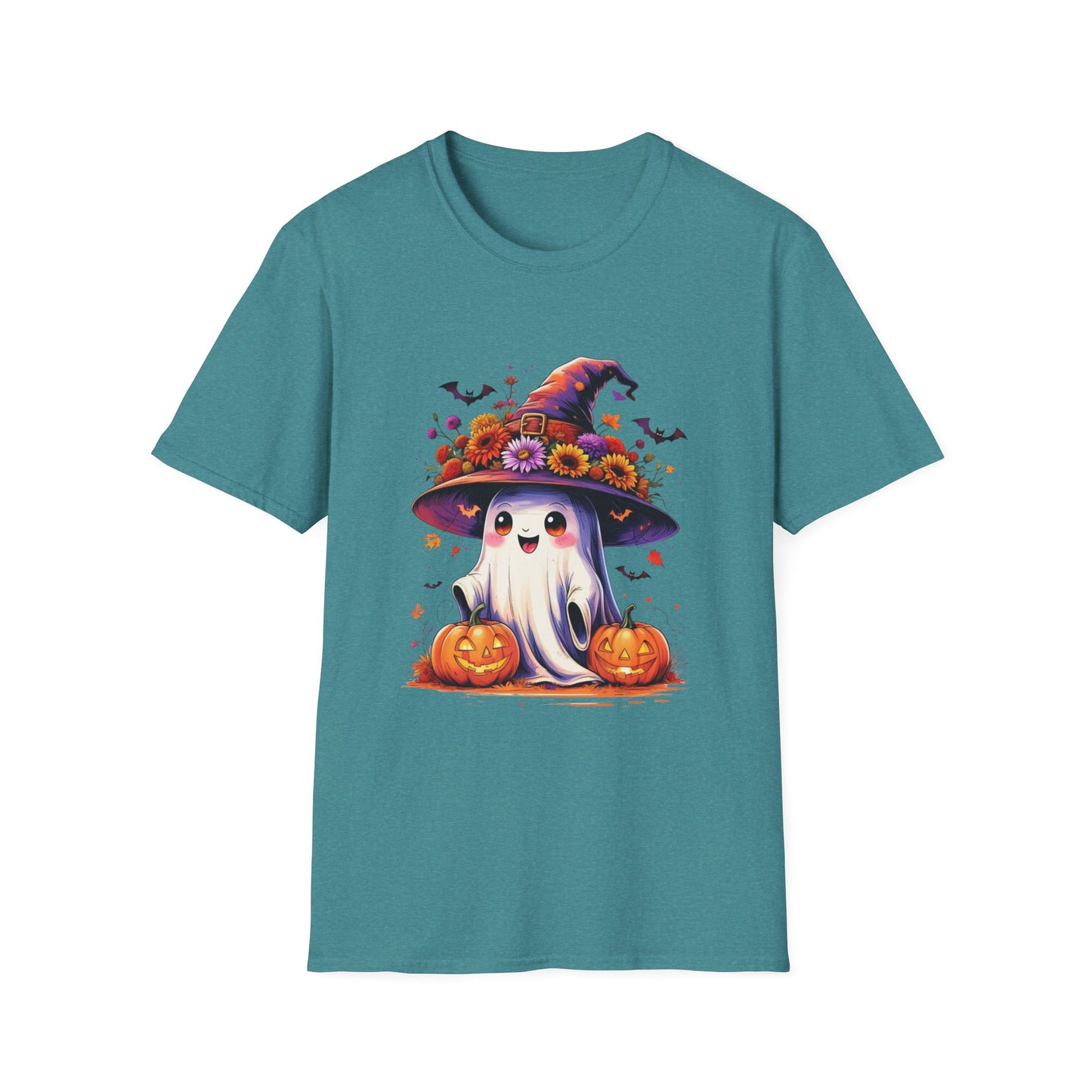 “Floral Ghost & Pumpkin” Tee – Autumn Bloom Edition