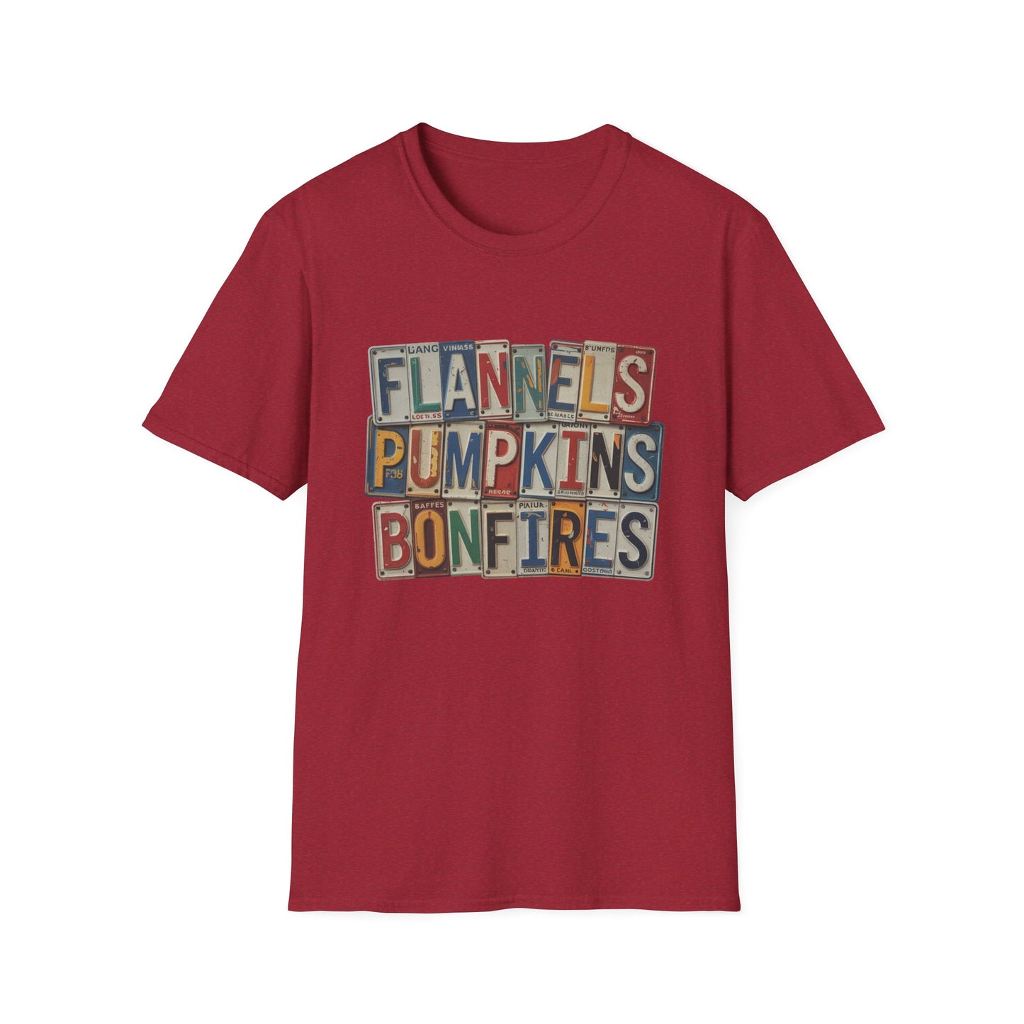 “Flannels, Pumpkins & Bonfires” Tee – License Plate Layers Edition