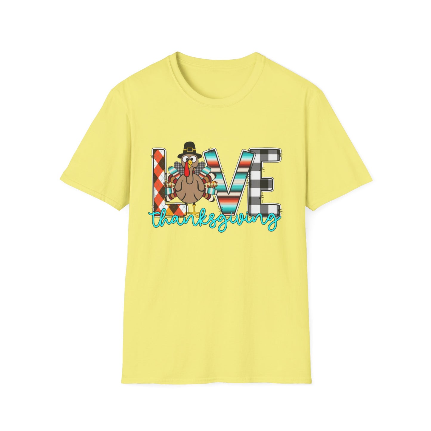 LOVE Thanksgiving – Patterned Letter & Turkey Edition Short Sleeve Tee