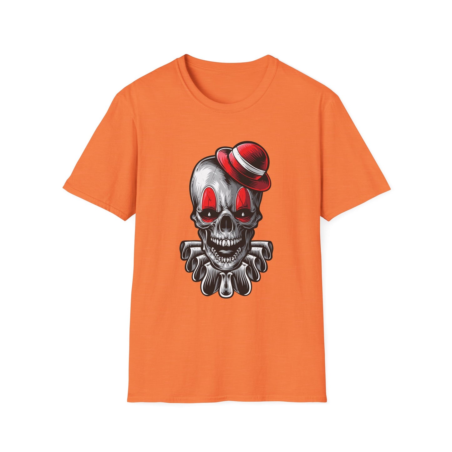 Skull Clown Graphic Tee with Red Eyes