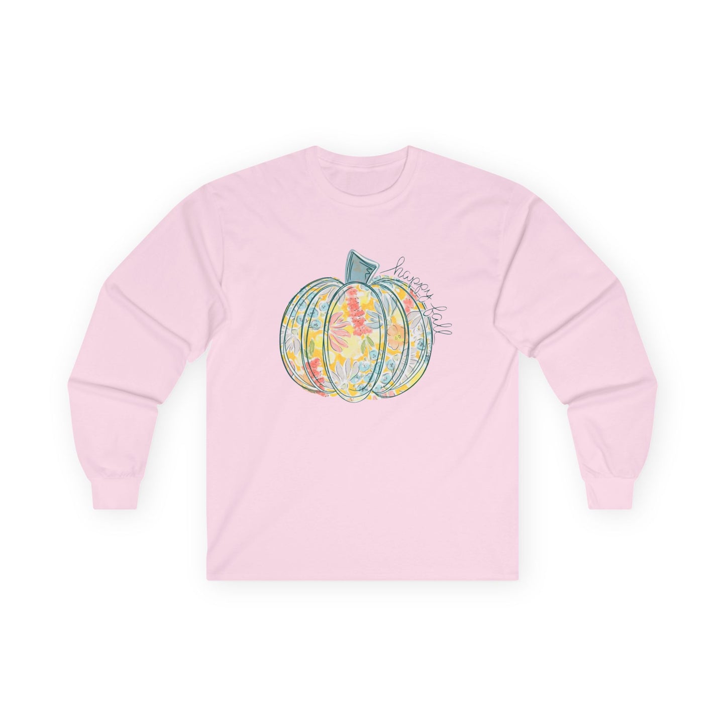 “Happy Fall Floral Pumpkin” Long Sleeve Tee – Bloom & Gourd Edition