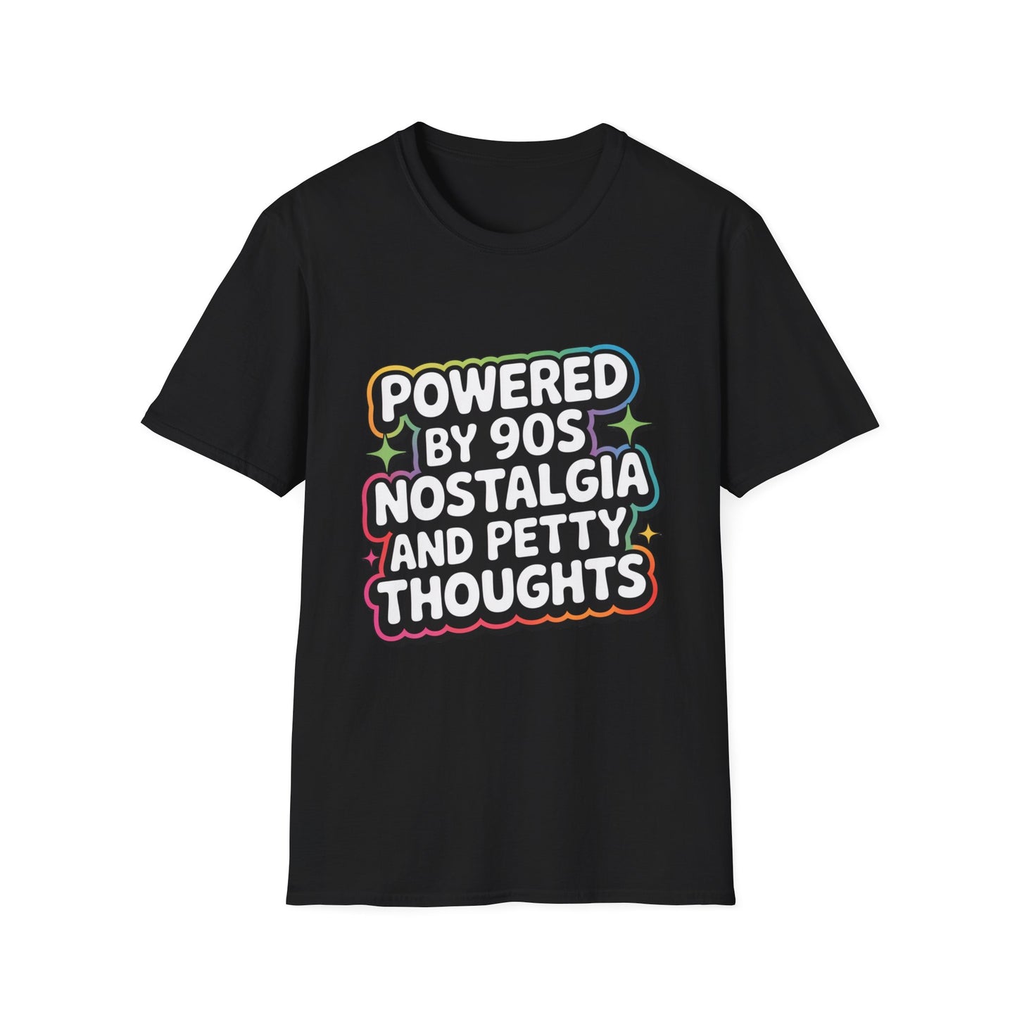 'Powered By 90s Nostalgia And Petty Thoughts' Funny Tee