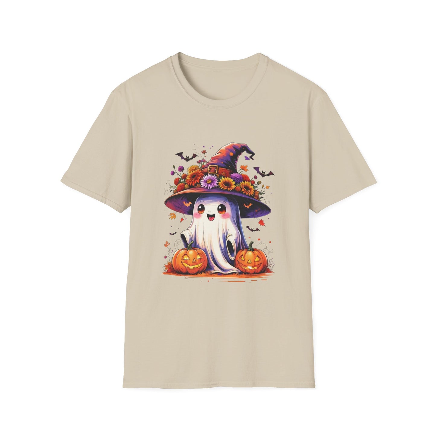 “Floral Ghost & Pumpkin” Tee – Autumn Bloom Edition