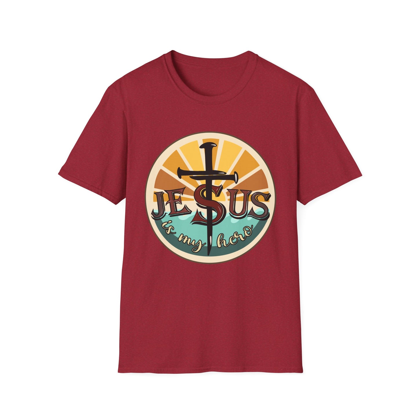 Jesus Is My Hero Tee – Sunburst Cross Edition