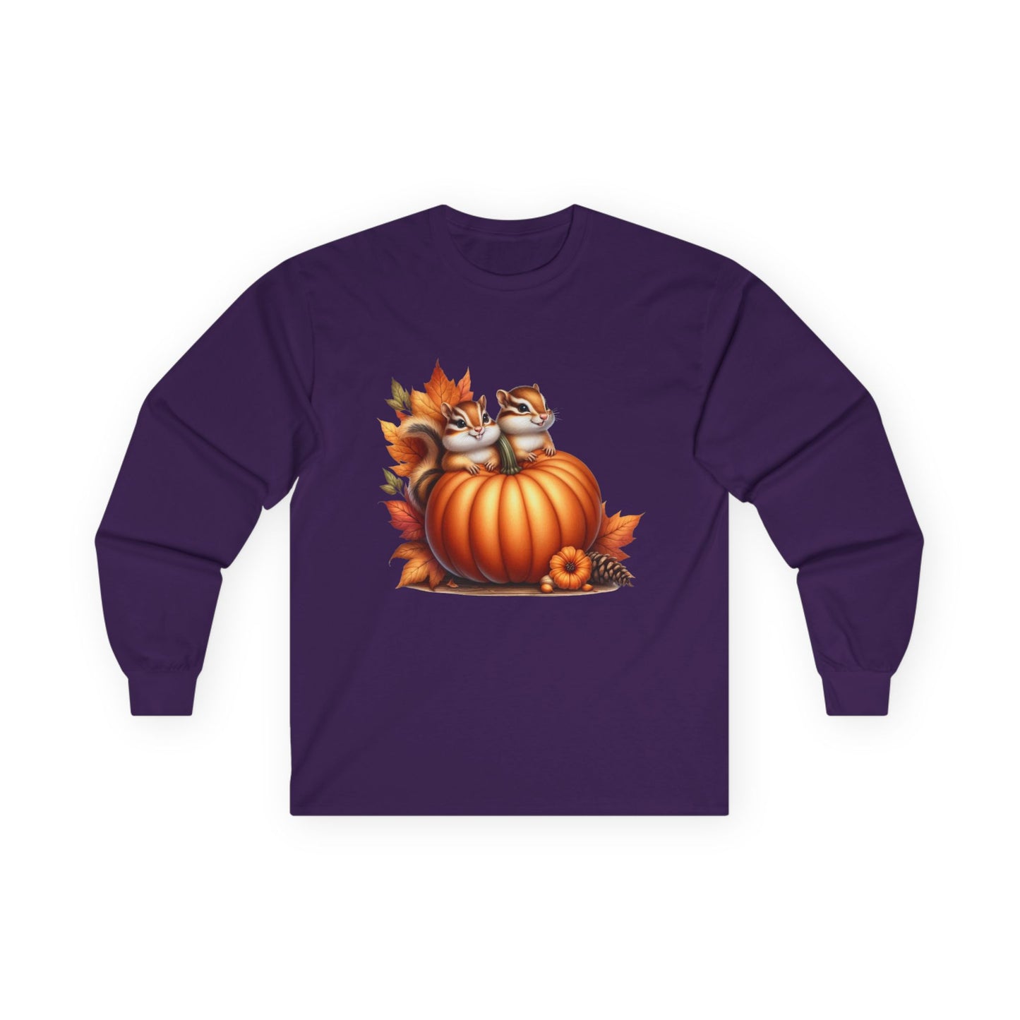 “Pumpkin Perch Chipmunks” Long Sleeve Tee – Harvest Heart Edition