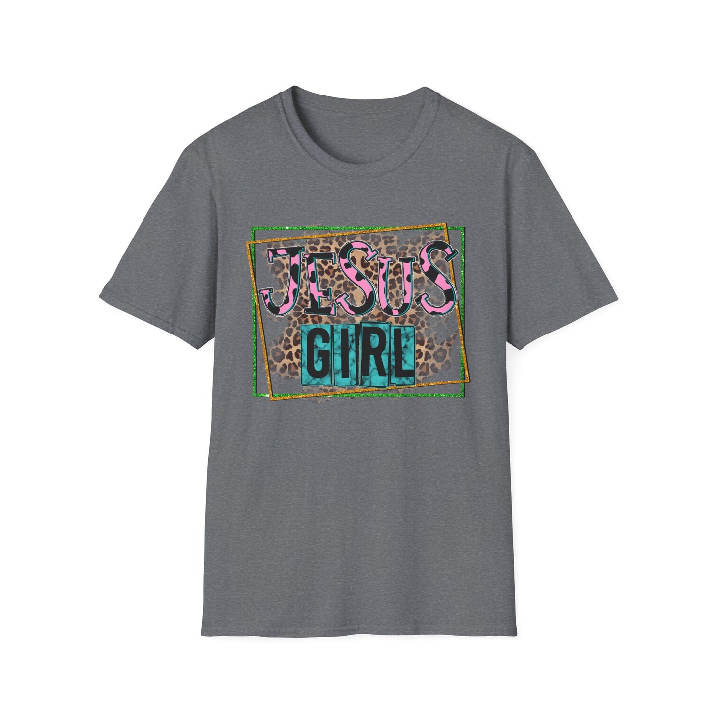Jesus Girl Leopard Glitter Tee – Faith Meets Fierce