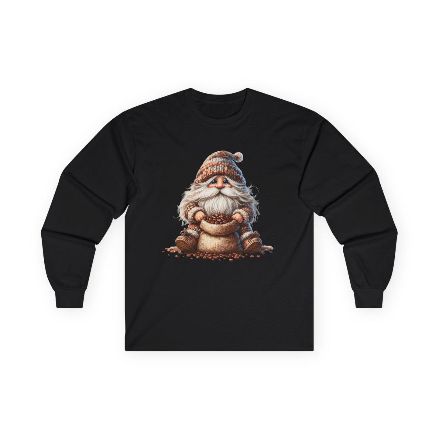 “Coffee Bean Gnome” Long Sleeve Tee – Brewed & Bearded Edition