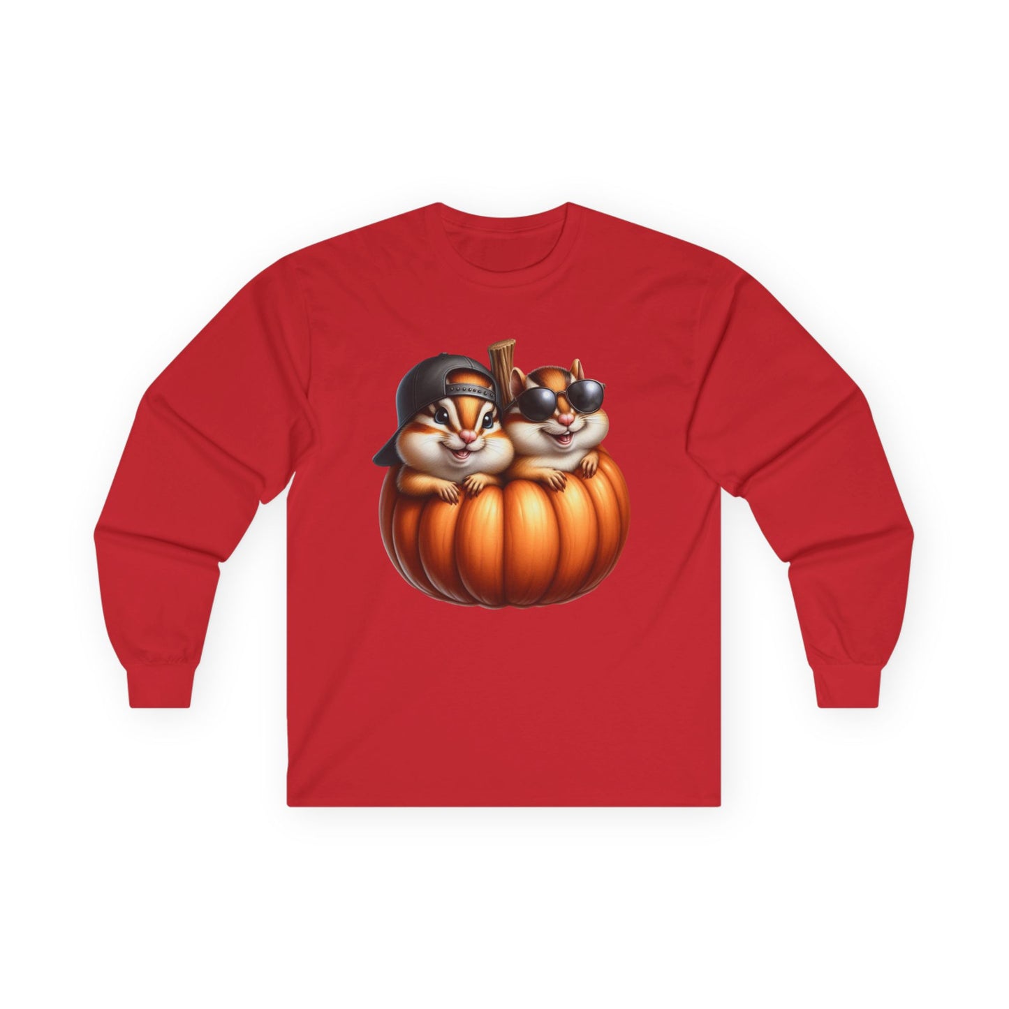 “Pumpkin Pals” Long Sleeve Tee – Chipmunk Chill Edition