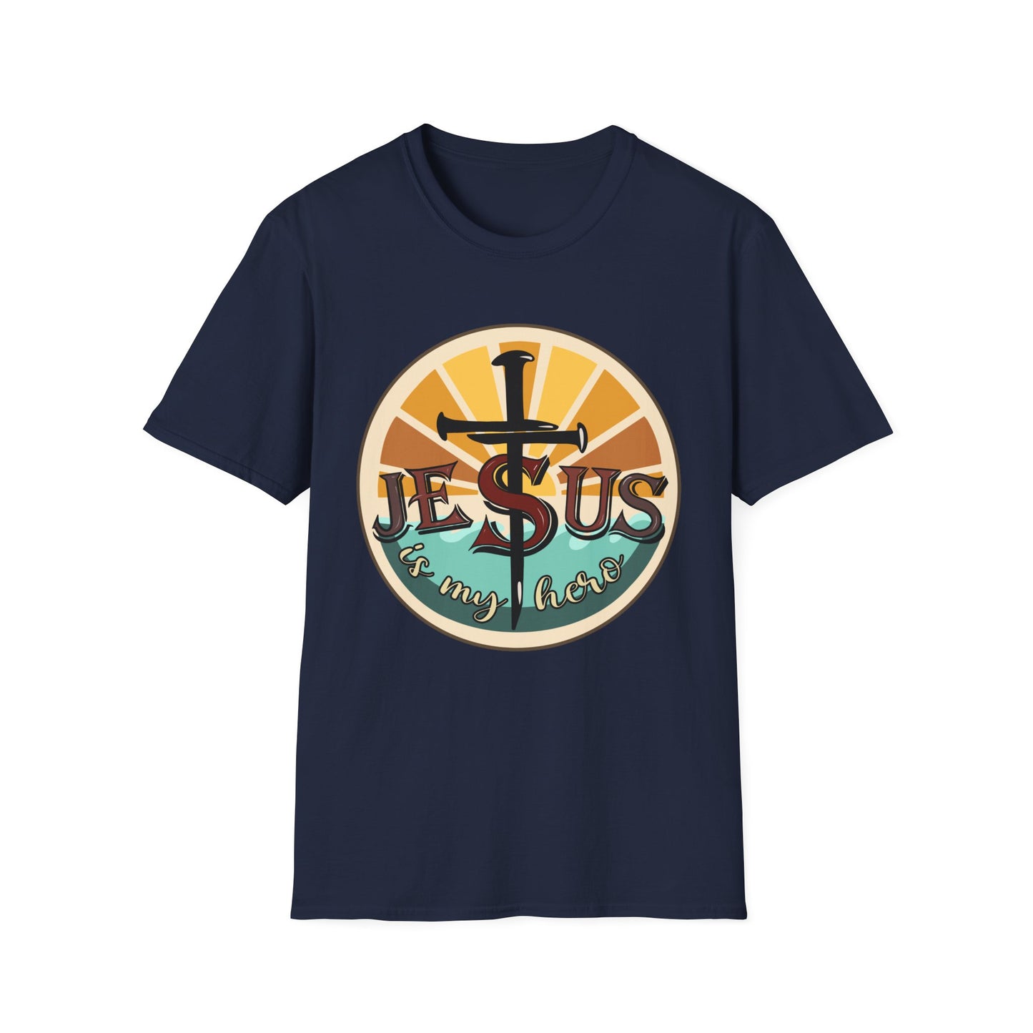 Jesus Is My Hero Tee – Sunburst Cross Edition