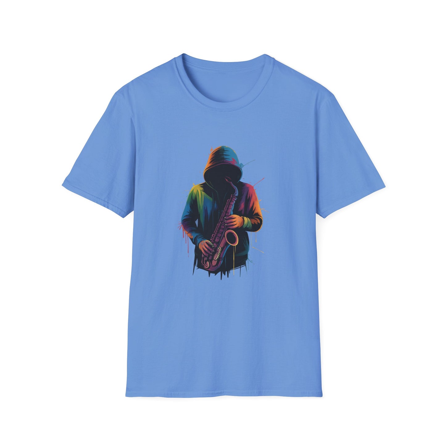 Musician Saxophonist Neon Paint Splatter T-Shirt