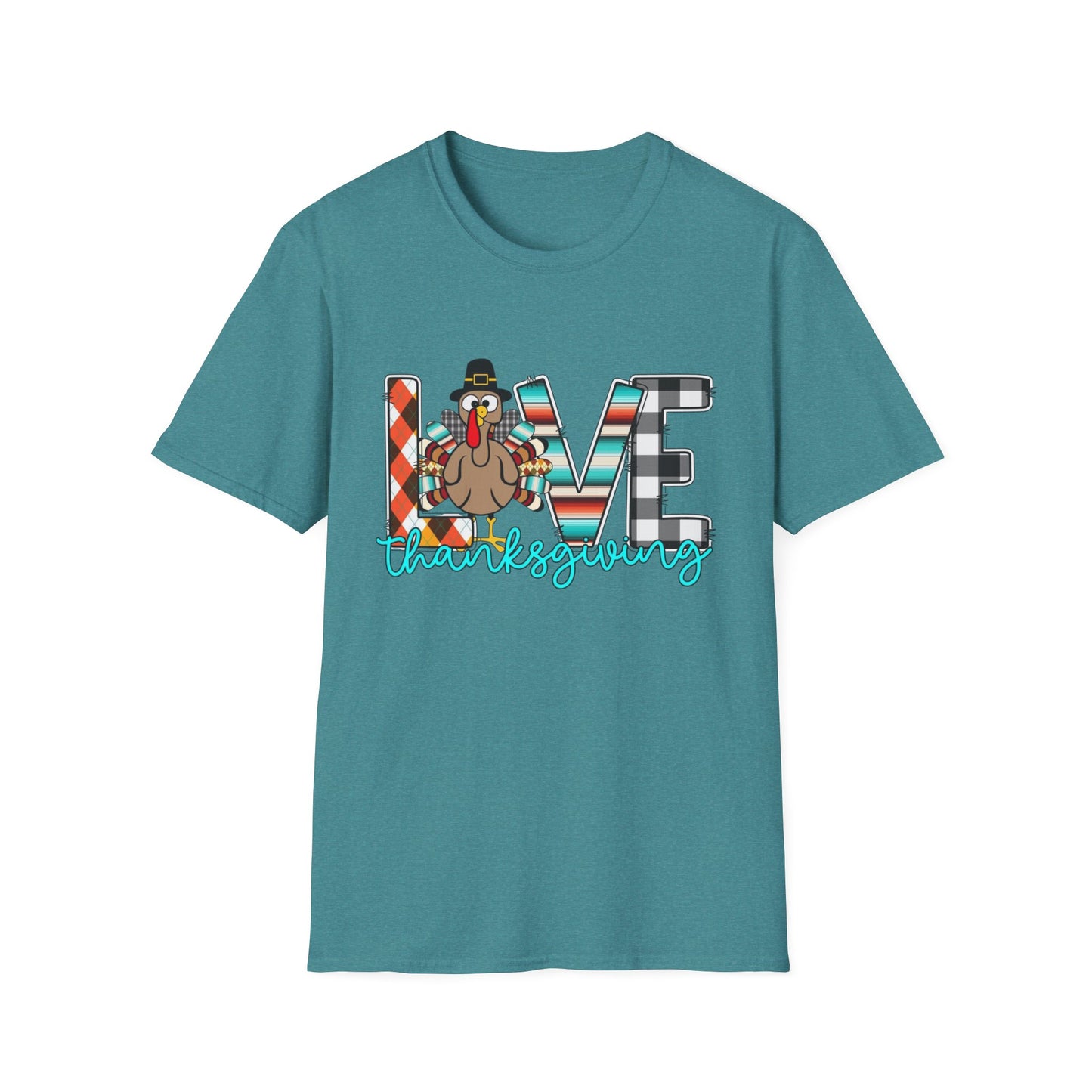 LOVE Thanksgiving – Patterned Letter & Turkey Edition Short Sleeve Tee