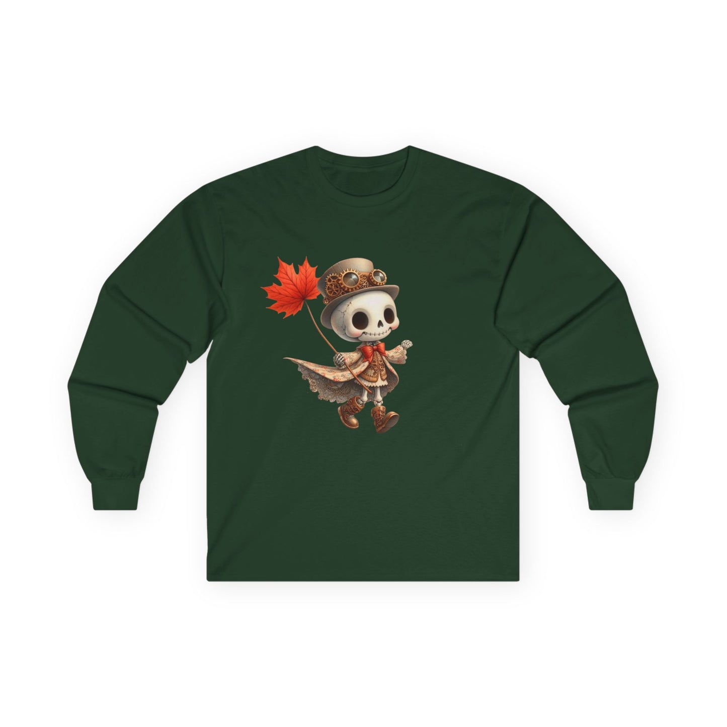 “Leaf Balloon Skeleton” Long Sleeve Tee – Steampunk Harvest Edition