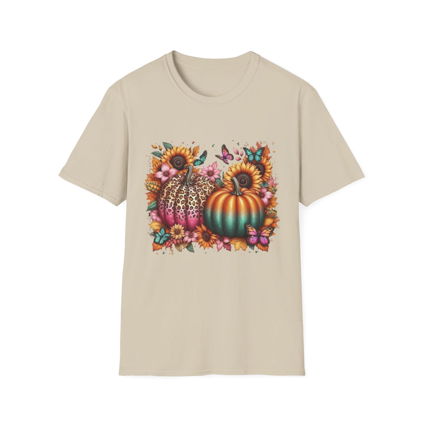 “Wild Bloom Pumpkins” Tee – Leopard Luxe & Teal Twilight Edition