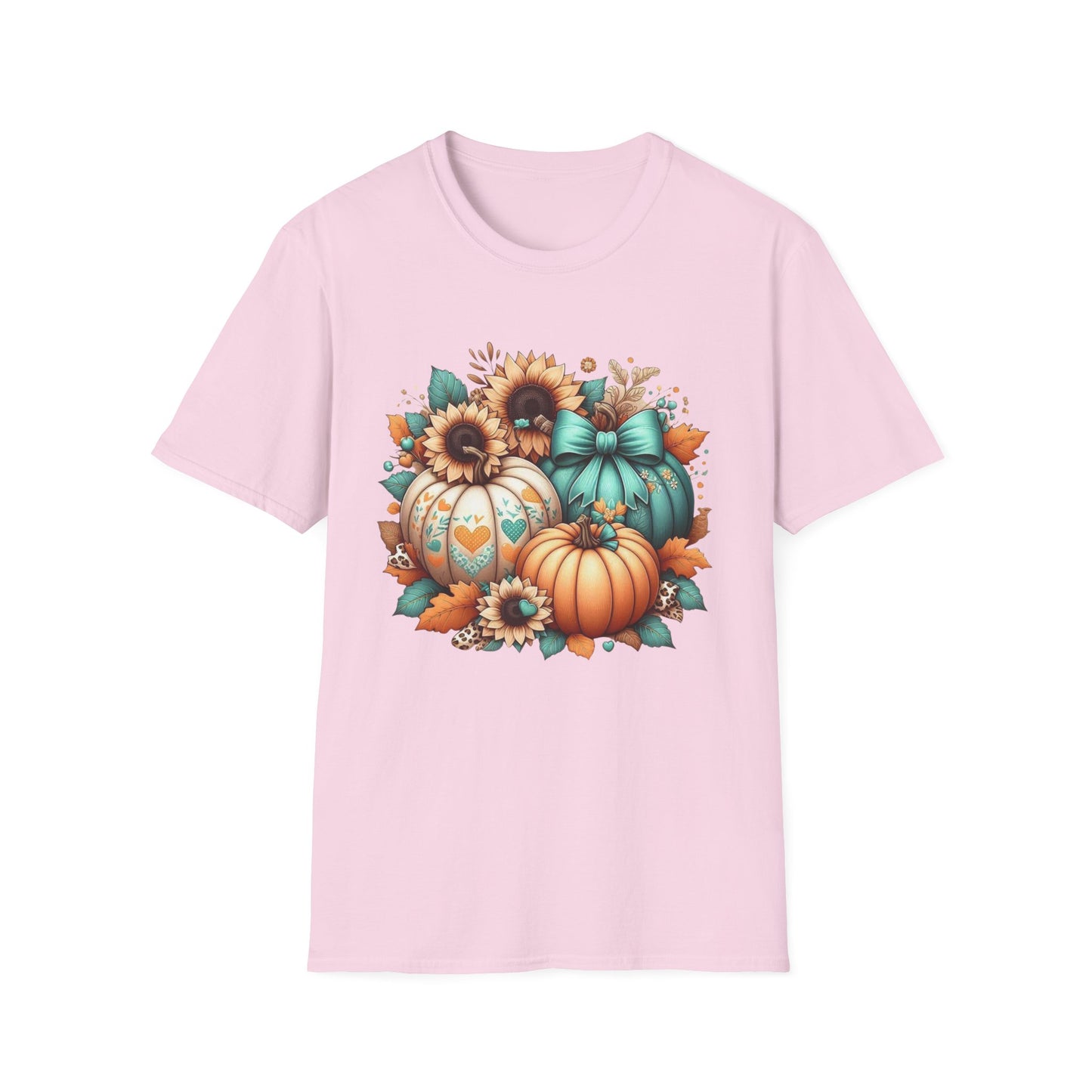 “Harvest Hearts & Bows” Tee – Pumpkin Trio Edition