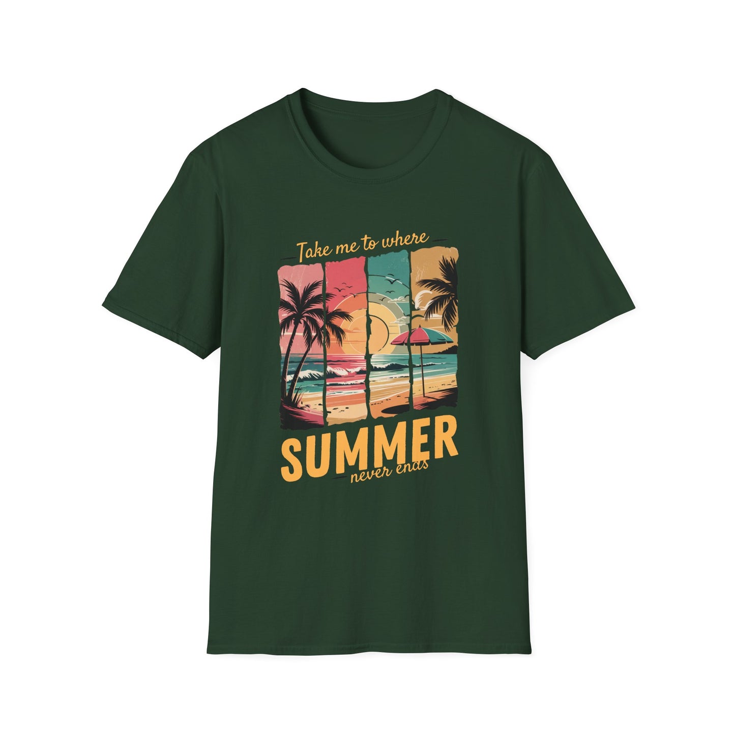 Where Summer Never Ends Sunset Panel Graphic Tee