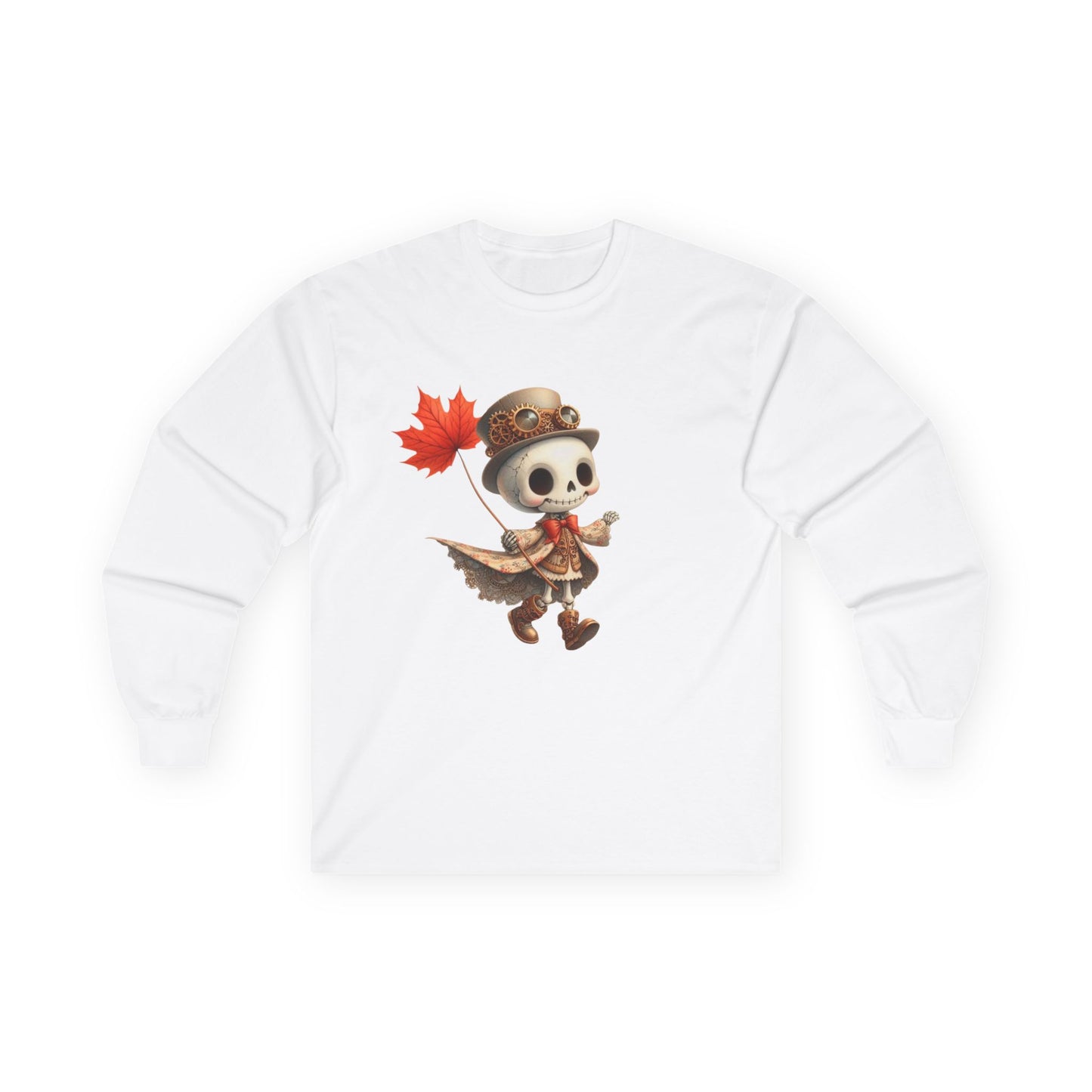 “Leaf Balloon Skeleton” Long Sleeve Tee – Steampunk Harvest Edition