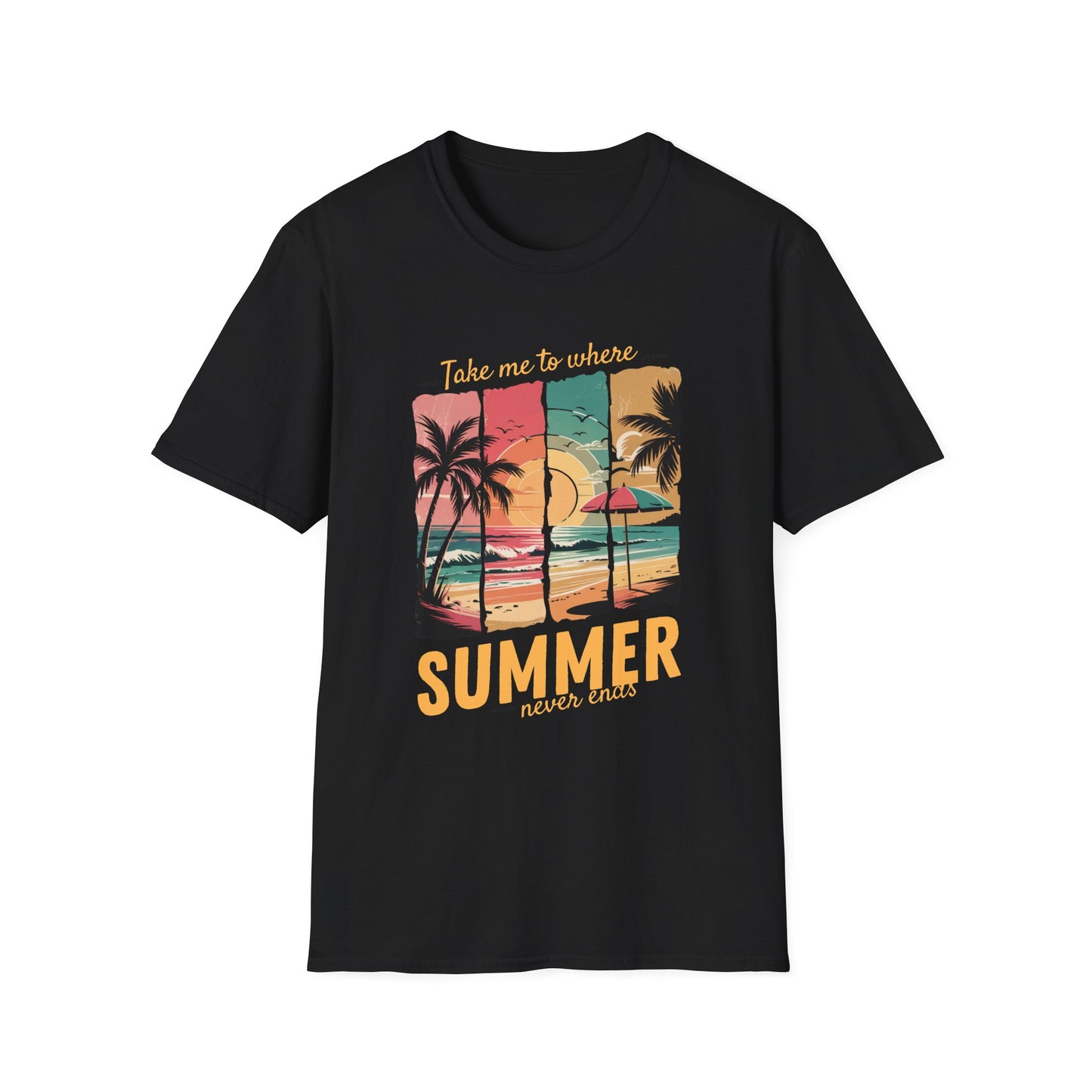 Where Summer Never Ends Sunset Panel Graphic Tee