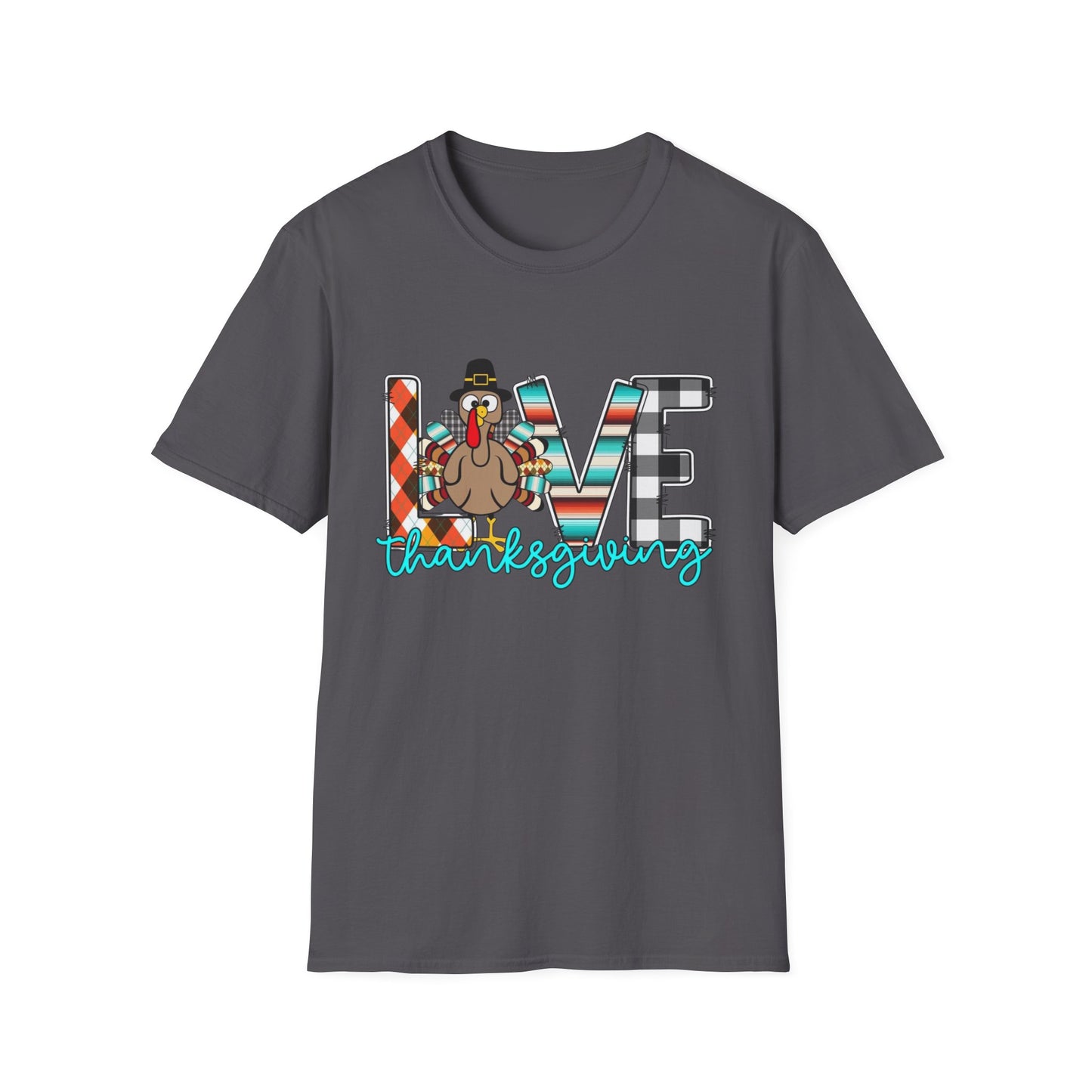 LOVE Thanksgiving – Patterned Letter & Turkey Edition Short Sleeve Tee