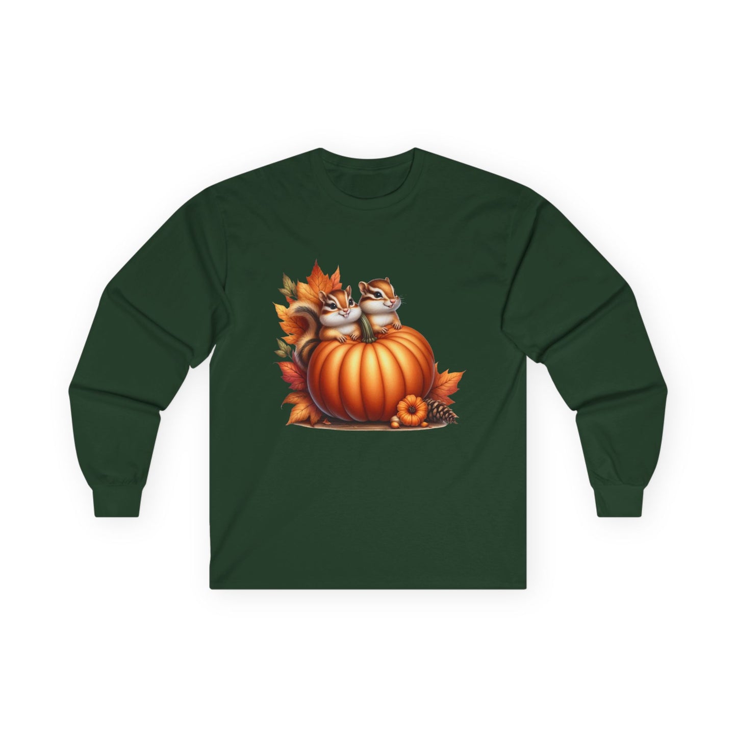 “Pumpkin Perch Chipmunks” Long Sleeve Tee – Harvest Heart Edition