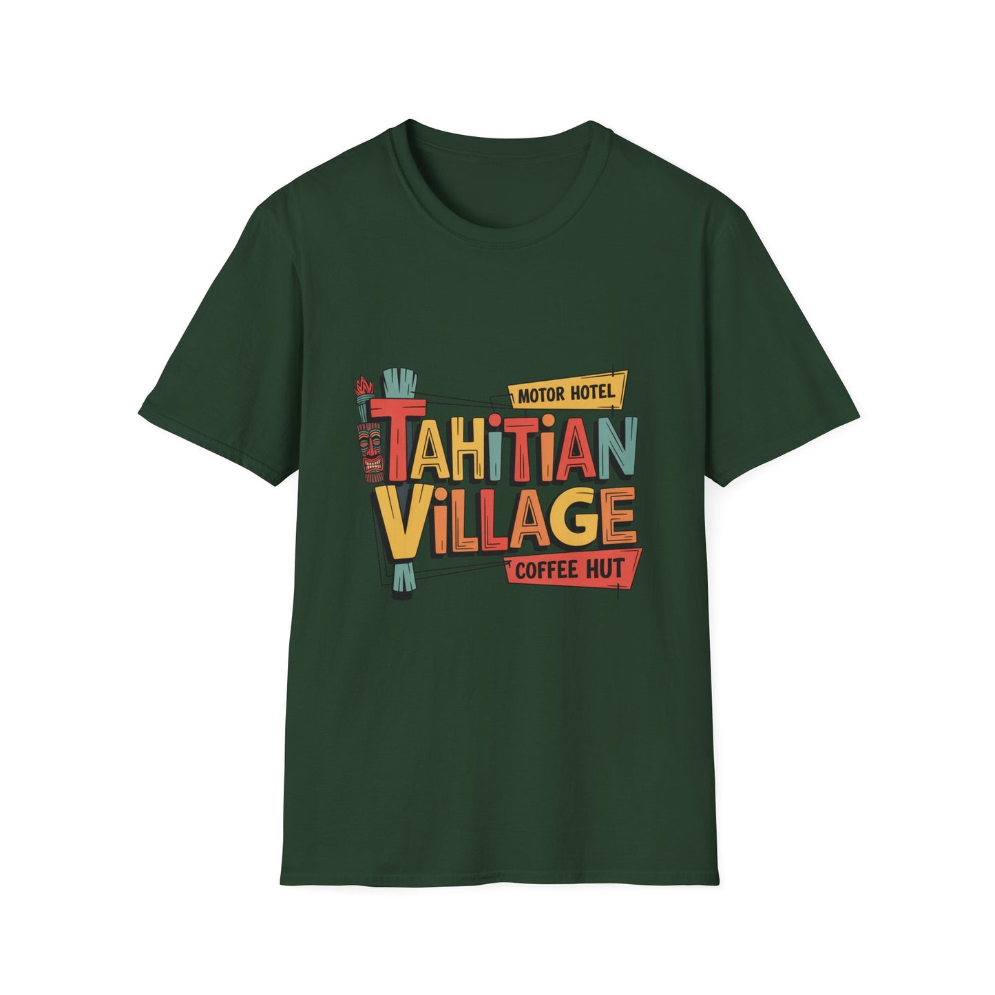 Tahitian Village Retro Tiki Graphic Tee