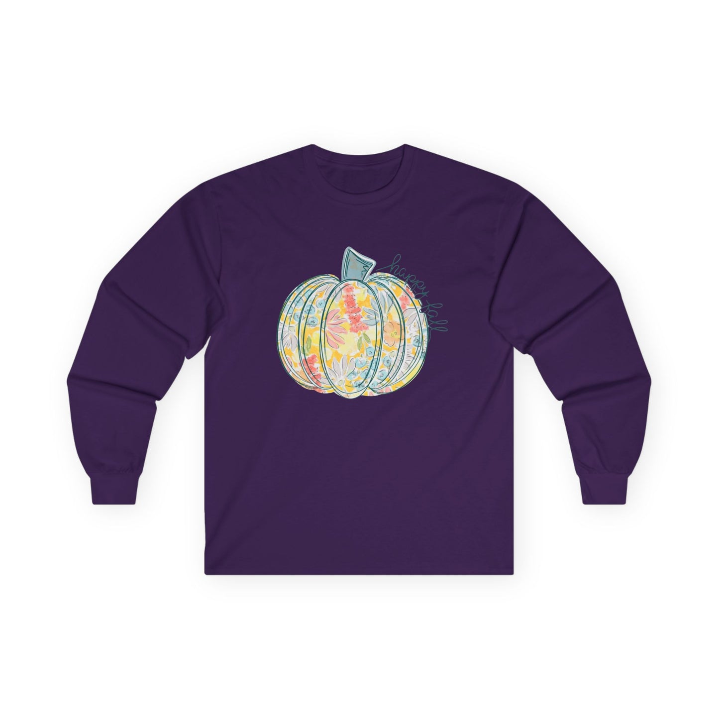 “Happy Fall Floral Pumpkin” Long Sleeve Tee – Bloom & Gourd Edition