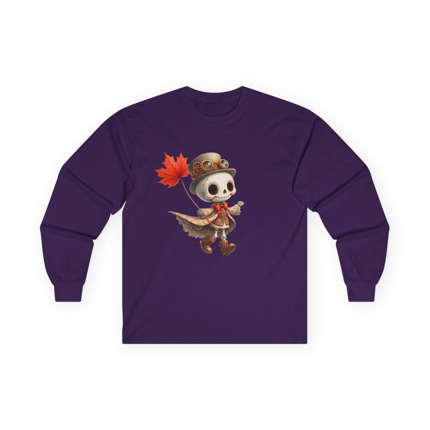 “Leaf Balloon Skeleton” Long Sleeve Tee – Steampunk Harvest Edition