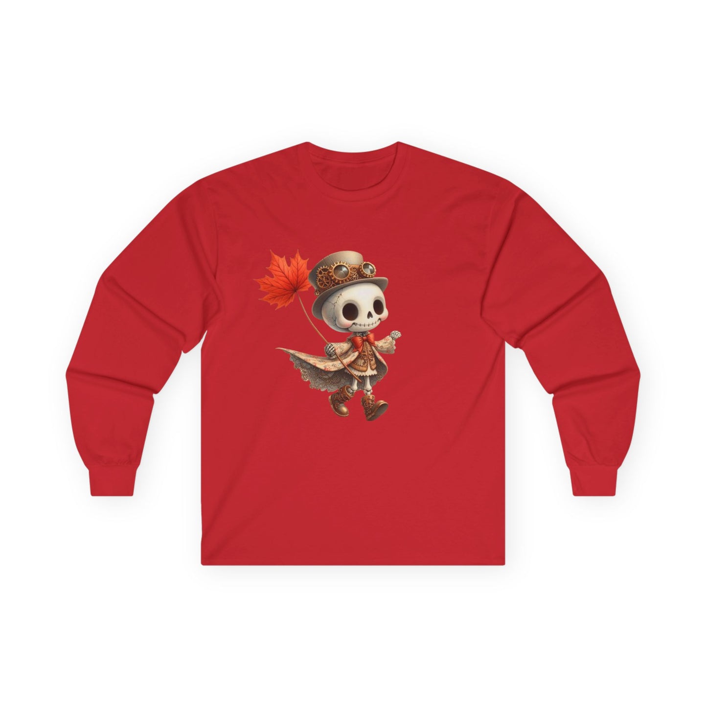 “Leaf Balloon Skeleton” Long Sleeve Tee – Steampunk Harvest Edition