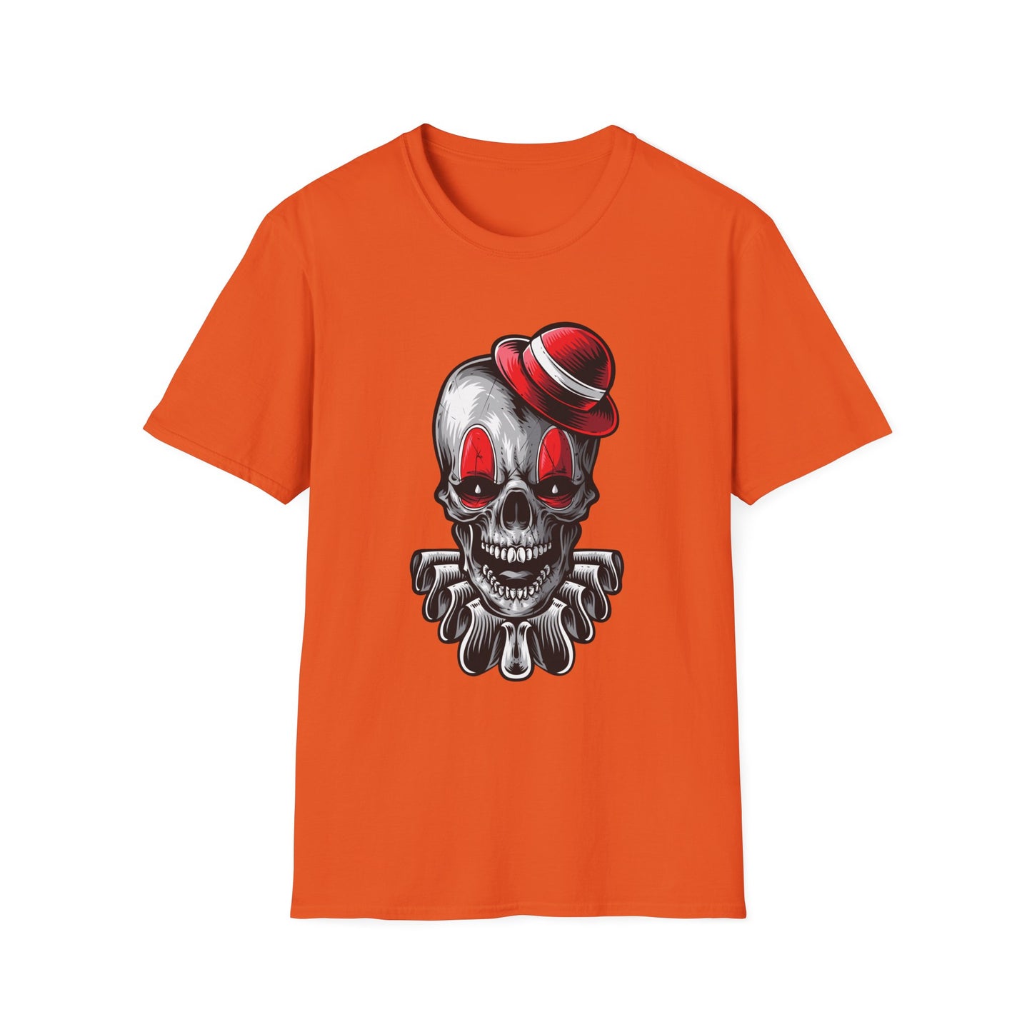 Skull Clown Graphic Tee with Red Eyes