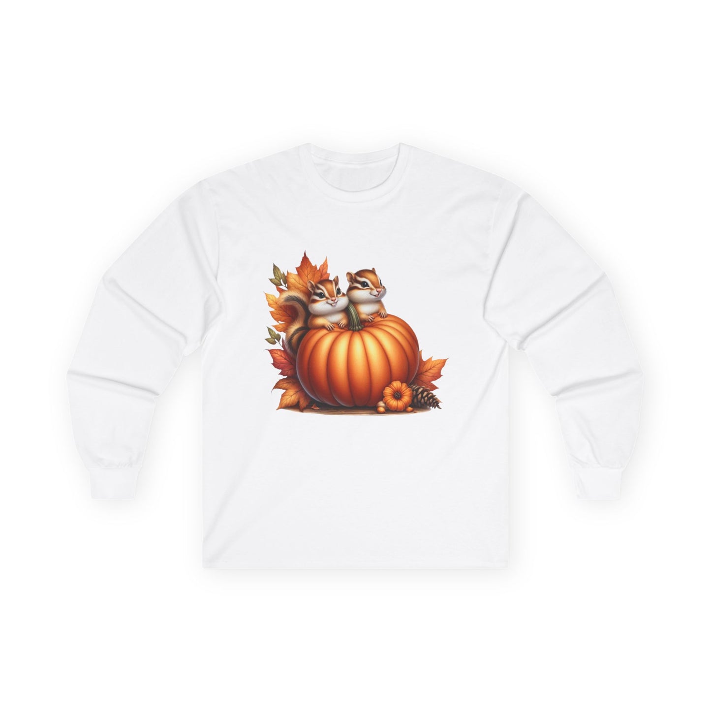 “Pumpkin Perch Chipmunks” Long Sleeve Tee – Harvest Heart Edition