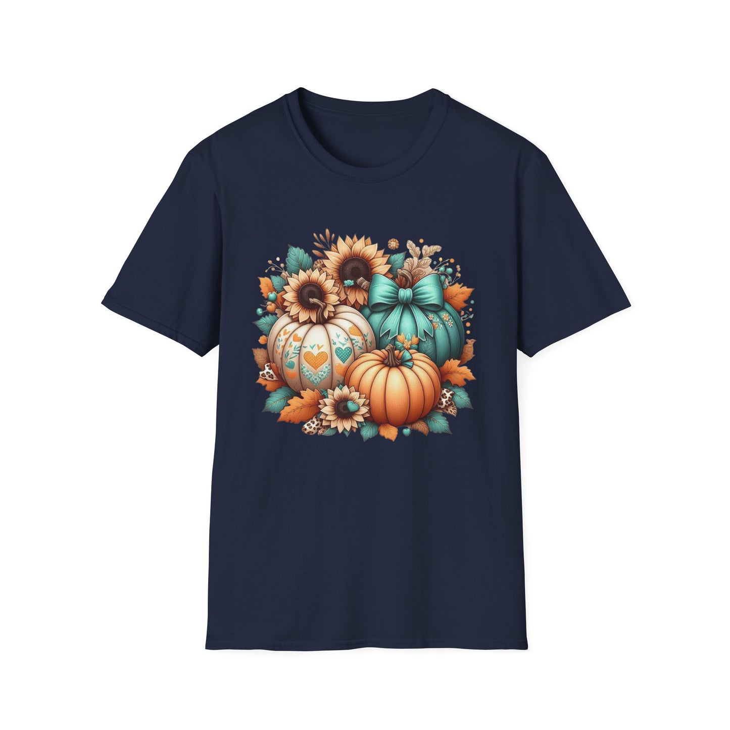 “Harvest Hearts & Bows” Tee – Pumpkin Trio Edition