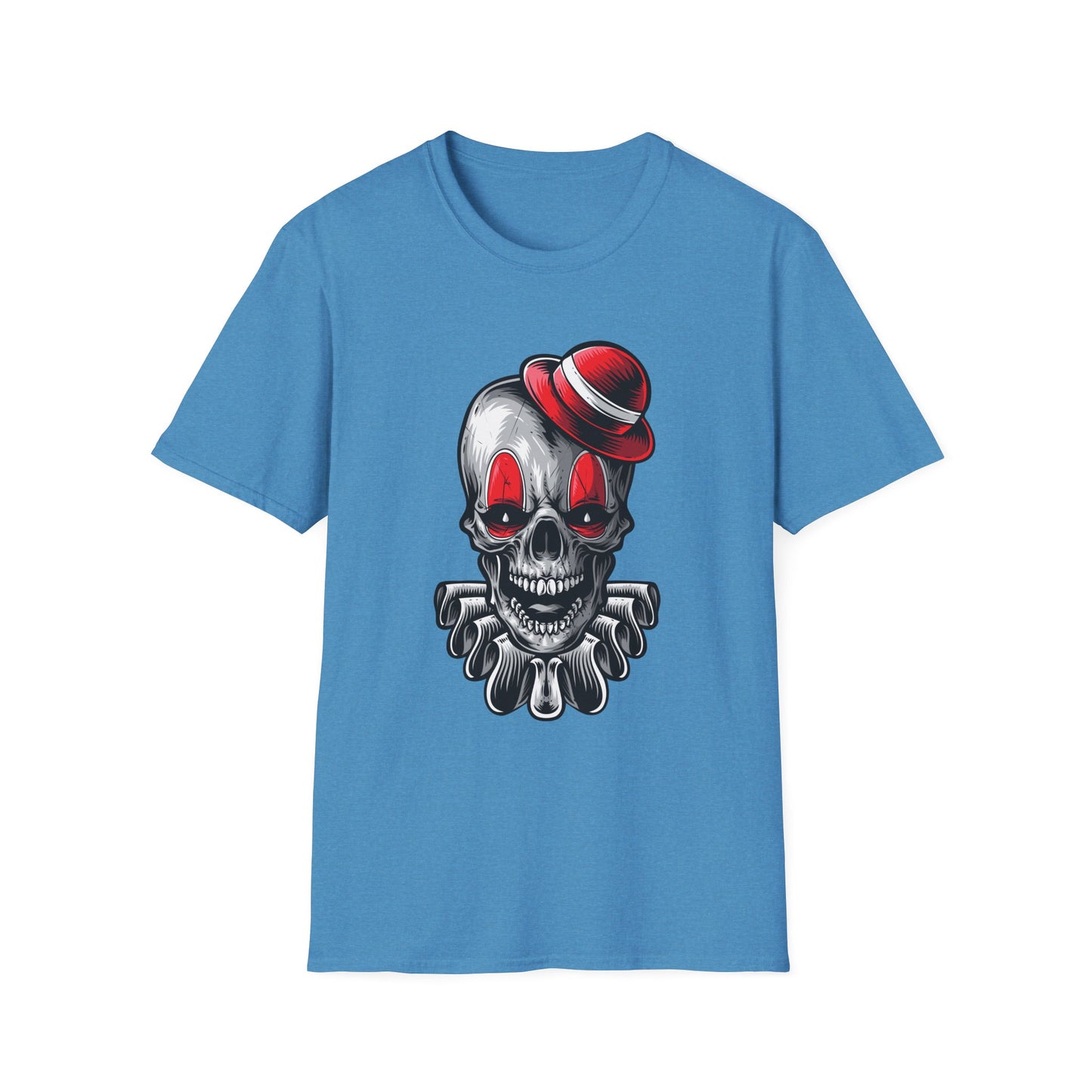 Skull Clown Graphic Tee with Red Eyes