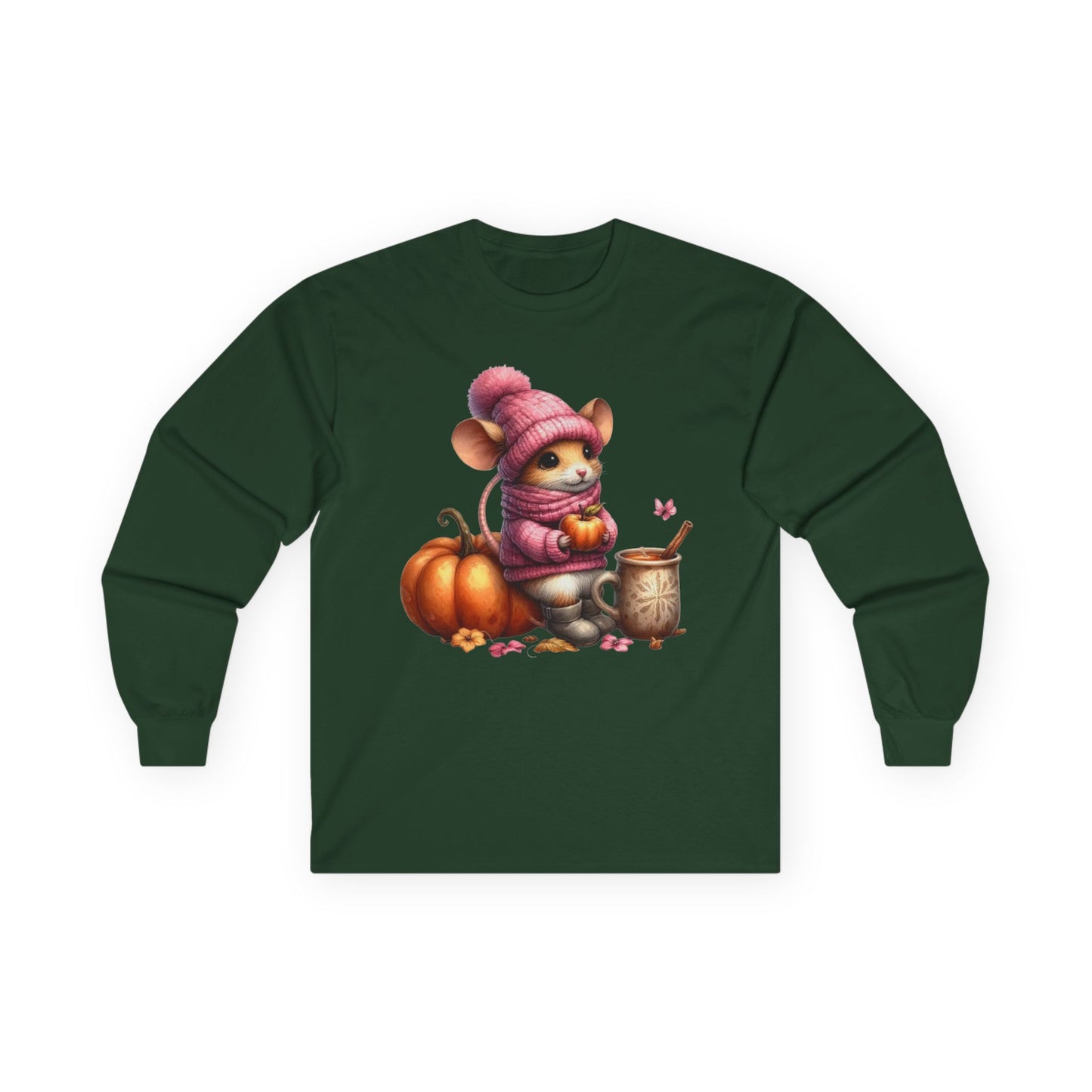 “Autumn Mouse” Long Sleeve Tee – Cozy Critter Edition