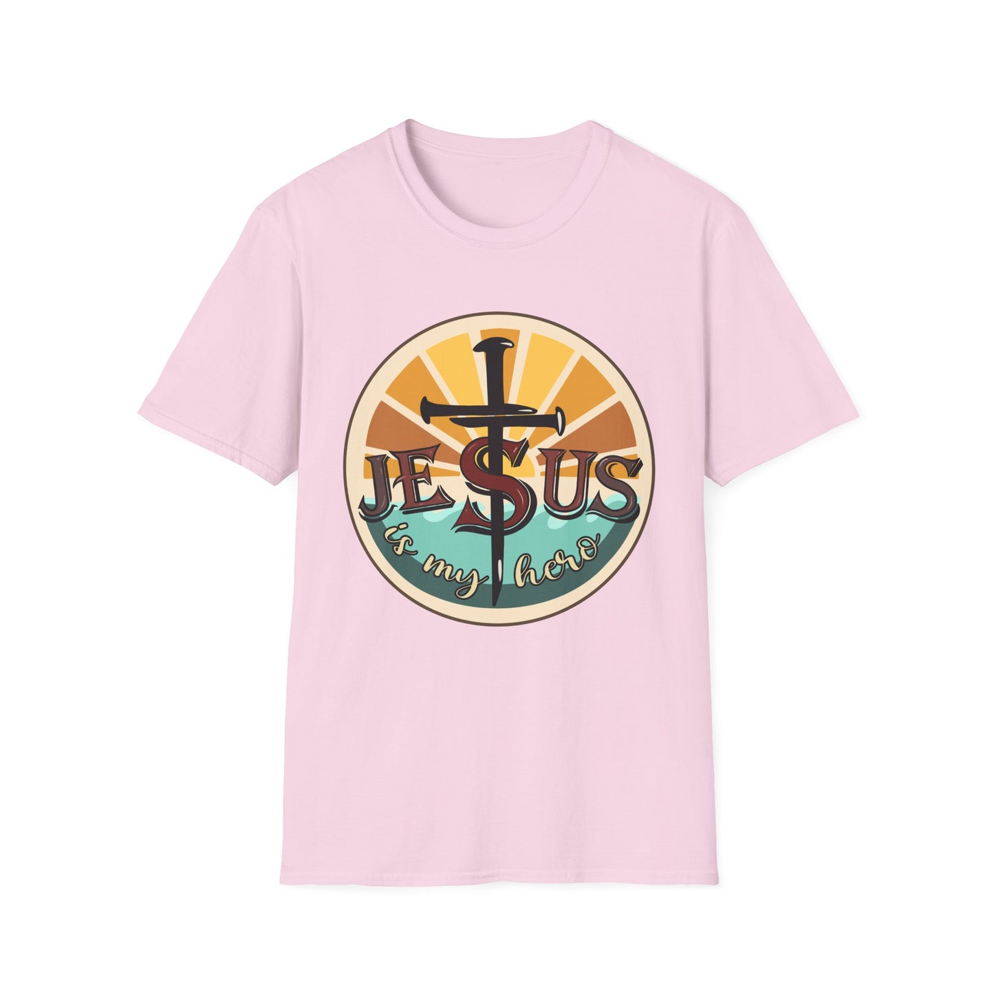 Jesus Is My Hero Tee – Sunburst Cross Edition