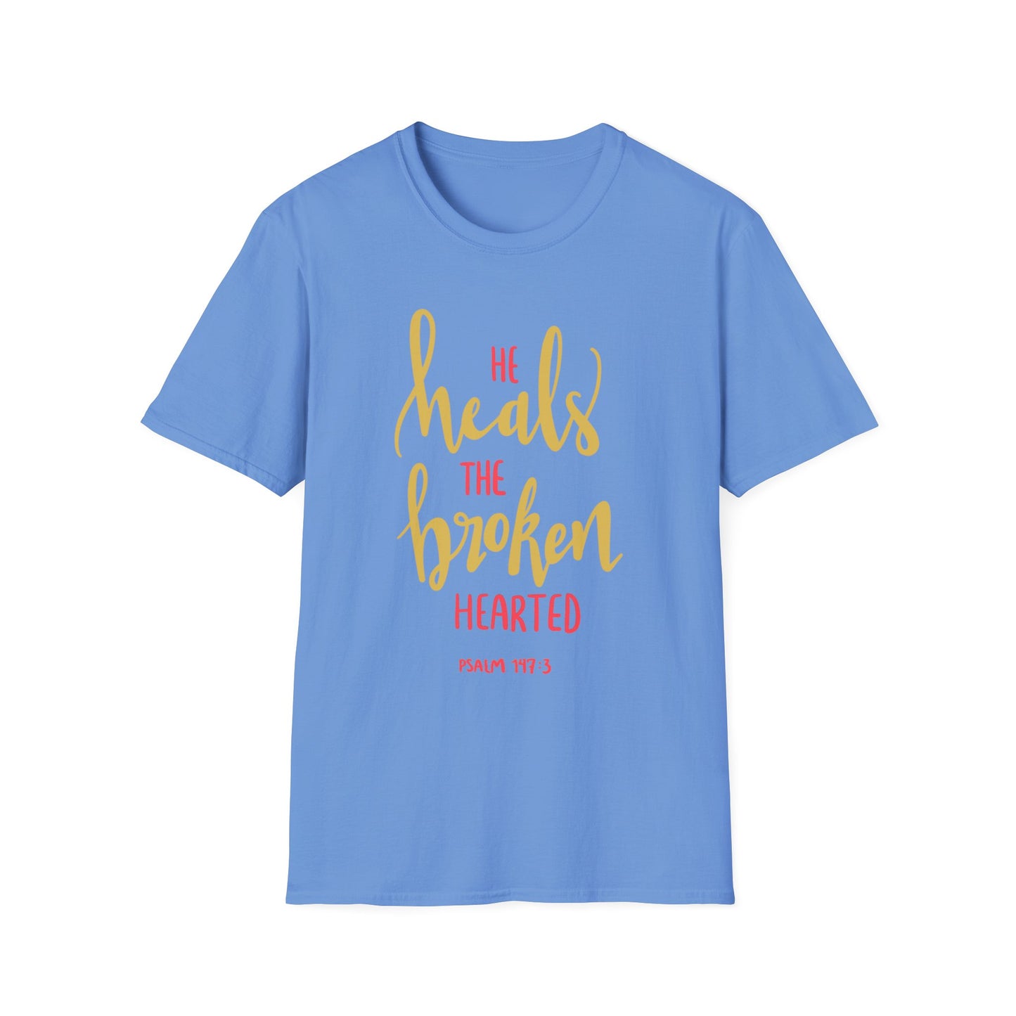 He Heals the Brokenhearted Tee – Psalm 147:3 Comfort Edition