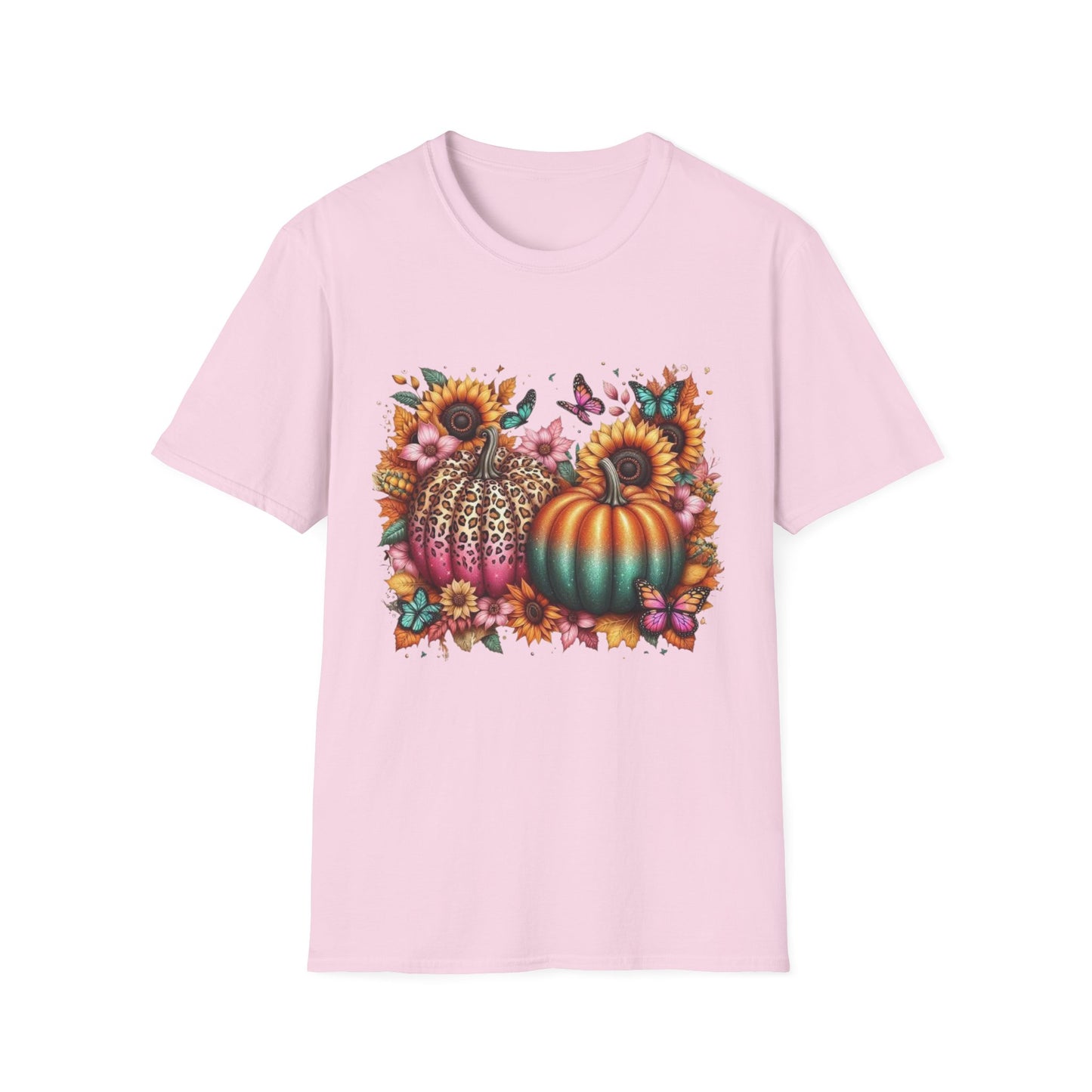 “Wild Bloom Pumpkins” Tee – Leopard Luxe & Teal Twilight Edition