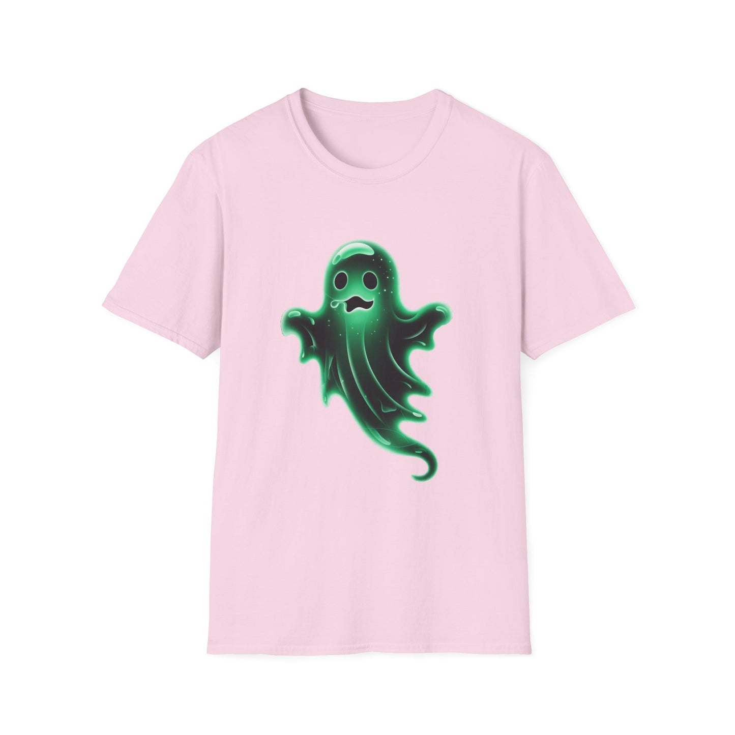 Neon Ghost Unisex Softstyle T-Shirt, Haunted Spirit Tee, Halloween Shirt, Supernatural Apparel, Glow in the Dark Clothing