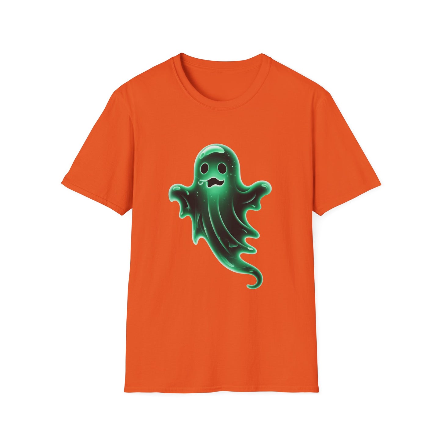 Neon Ghost Unisex Softstyle T-Shirt, Haunted Spirit Tee, Halloween Shirt, Supernatural Apparel, Glow in the Dark Clothing
