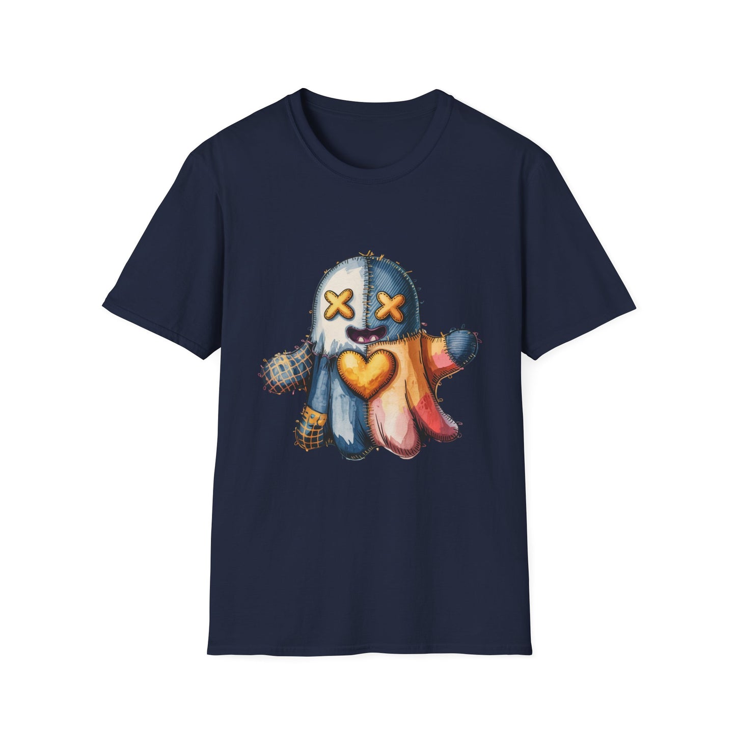 Spooky Plush Character Unisex Softstyle T-Shirt - Ghostlike Pop-Art Mascot Tee, Halloween Trick-or-Treat Apparel, Stitched Style Shirt,