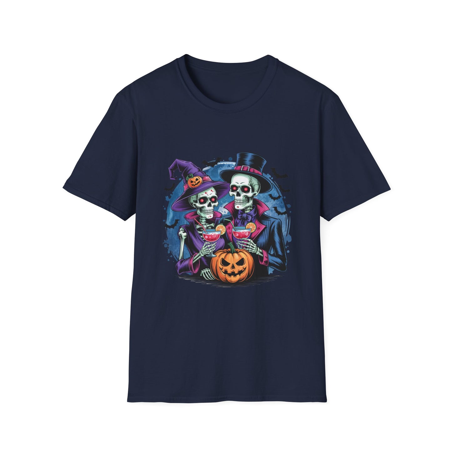 In Death We Toast Softstyle T-Shirt, Halloween Shirt, I Haunt You Shirt, Funny Skeleton Satire Shirt
