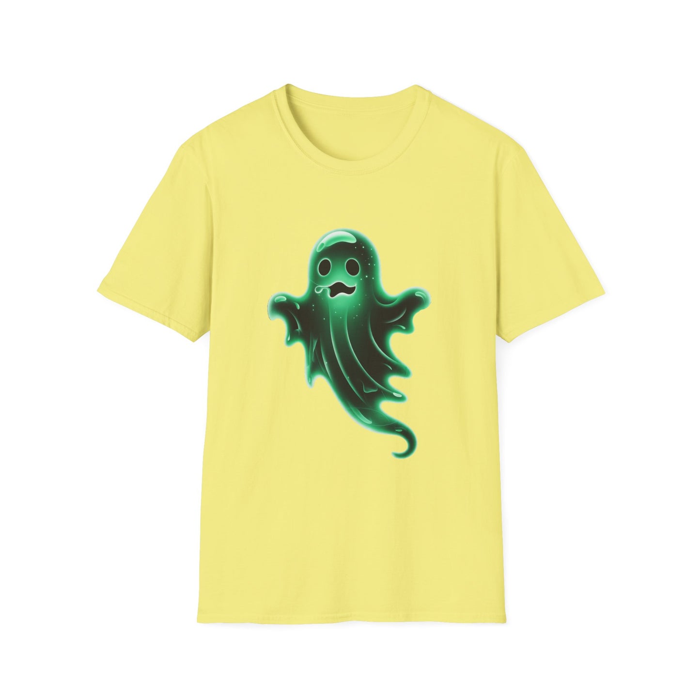 Neon Ghost Unisex Softstyle T-Shirt, Haunted Spirit Tee, Halloween Shirt, Supernatural Apparel, Glow in the Dark Clothing