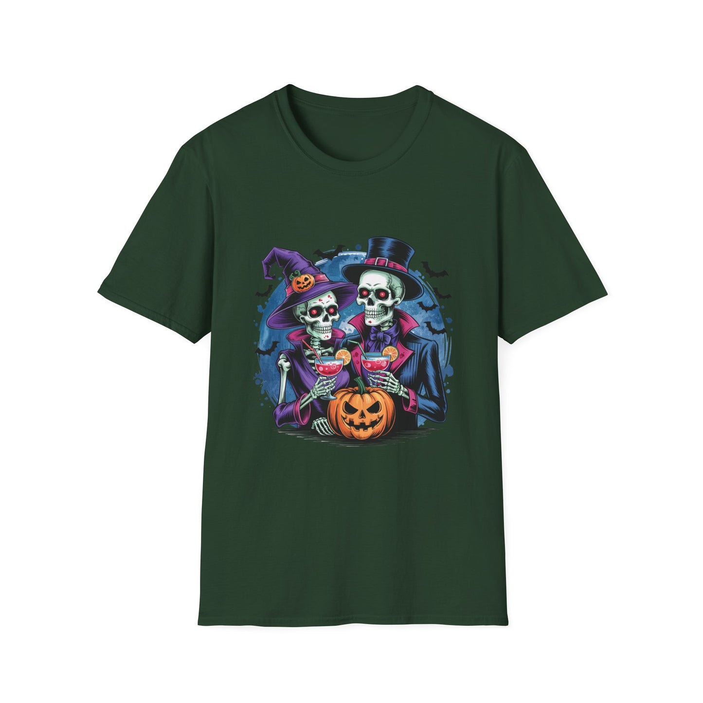 In Death We Toast Softstyle T-Shirt, Halloween Shirt, I Haunt You Shirt, Funny Skeleton Satire Shirt