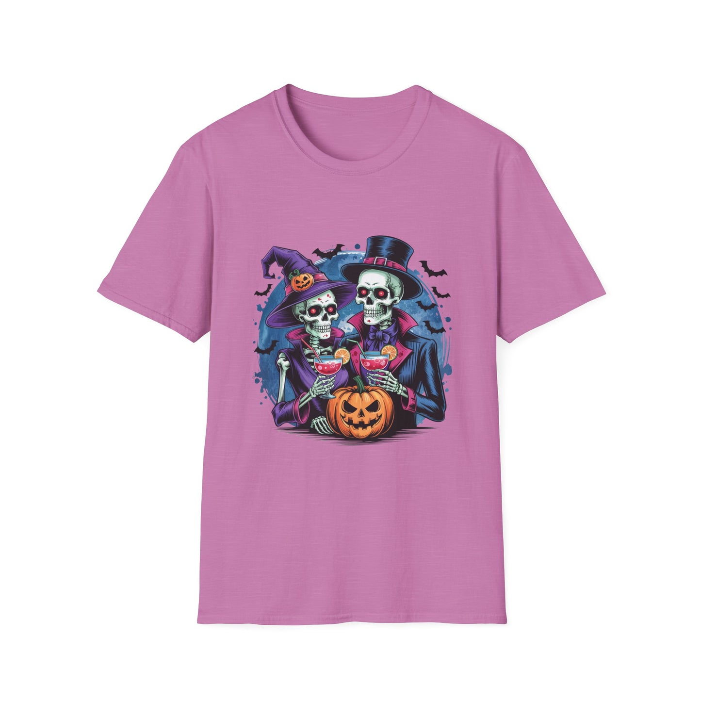In Death We Toast Softstyle T-Shirt, Halloween Shirt, I Haunt You Shirt, Funny Skeleton Satire Shirt
